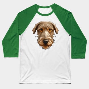 Irish Wolfhound Pet Portrait Black Outline Art Cut Out Baseball T-Shirt